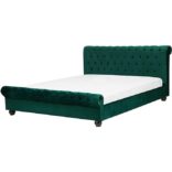 Britisches-Designer Bett Polsterbezug Samtstoff Chesterfield Style grün