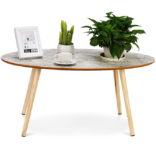 Hoher Couchtisch günstiger Holztisch Oval MDF-Tischplatte